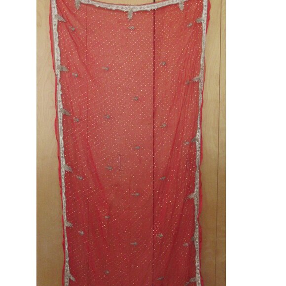 Beautiful, Sheer hand beaded, sequins, appliqued Dupatta, Shawl, Hijab, Chiffon - Picture 2 of 14